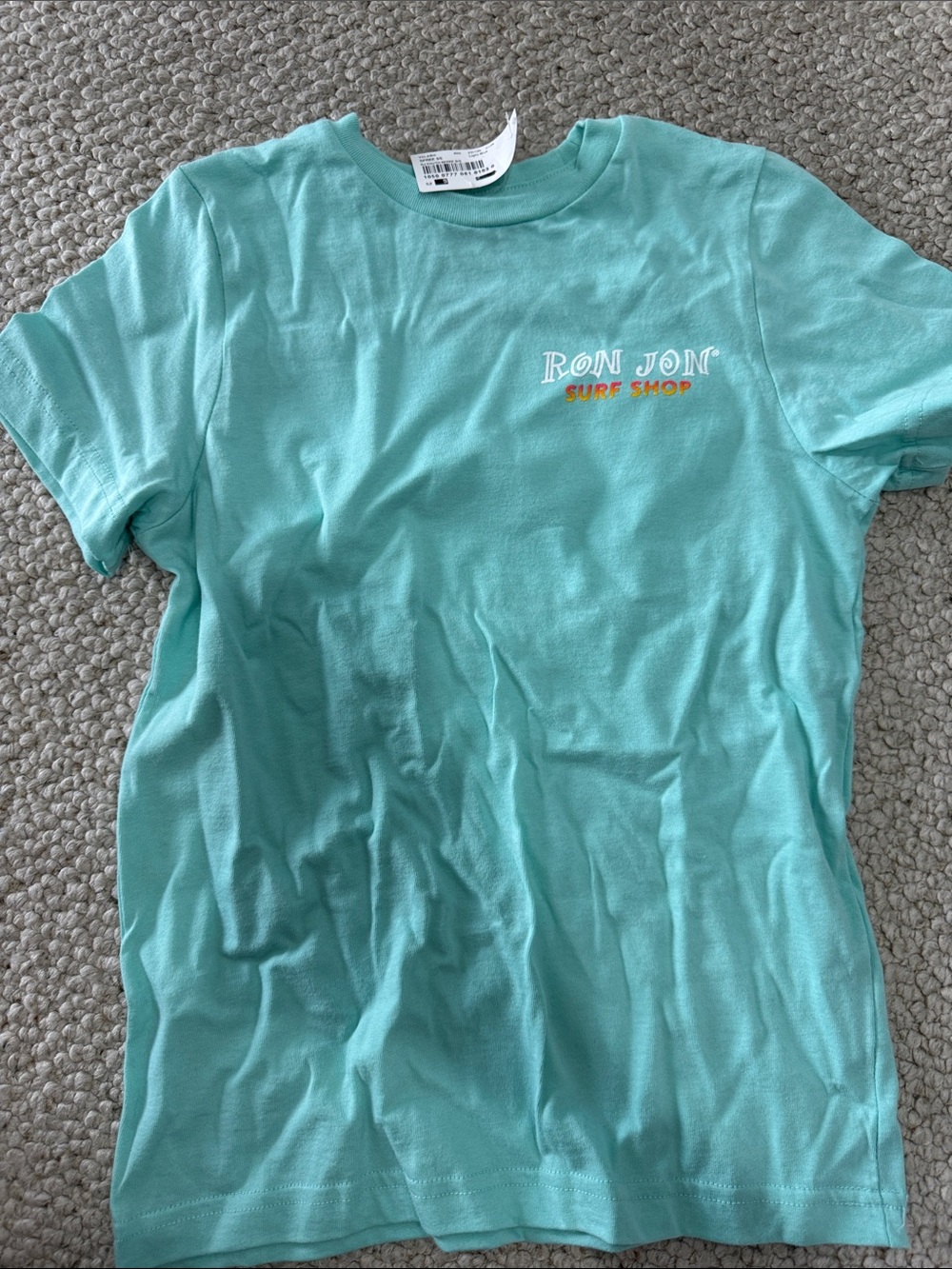Ron Jon Surf Shop Aqua Short Sleeve Tee with Yellow Logo